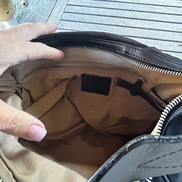 Cole Haan Black Leather and Canvas Handbag - Picture 3 of 12